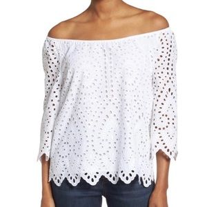 Vineyard Vines Eyelet Off Shoulder Top White SZ XS